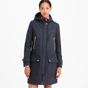 J.Crew/ Hooded Stadium Cloth Coat Melton Wool Dusty Pink Sz 0